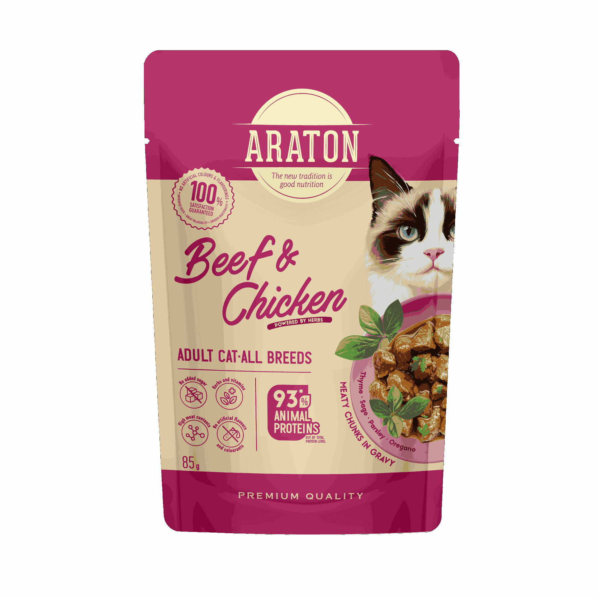 ARATON Adult Cats All Breed with Beef and Chicken wet pet food 85 g