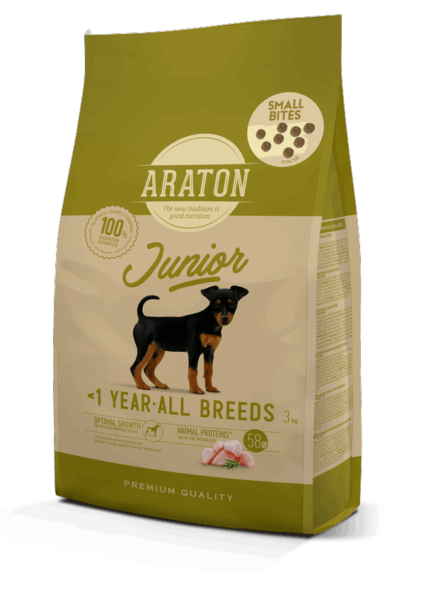 ARATON Dog Junior all breed dogs Poultry, SMALL KIBBLE 3 kg