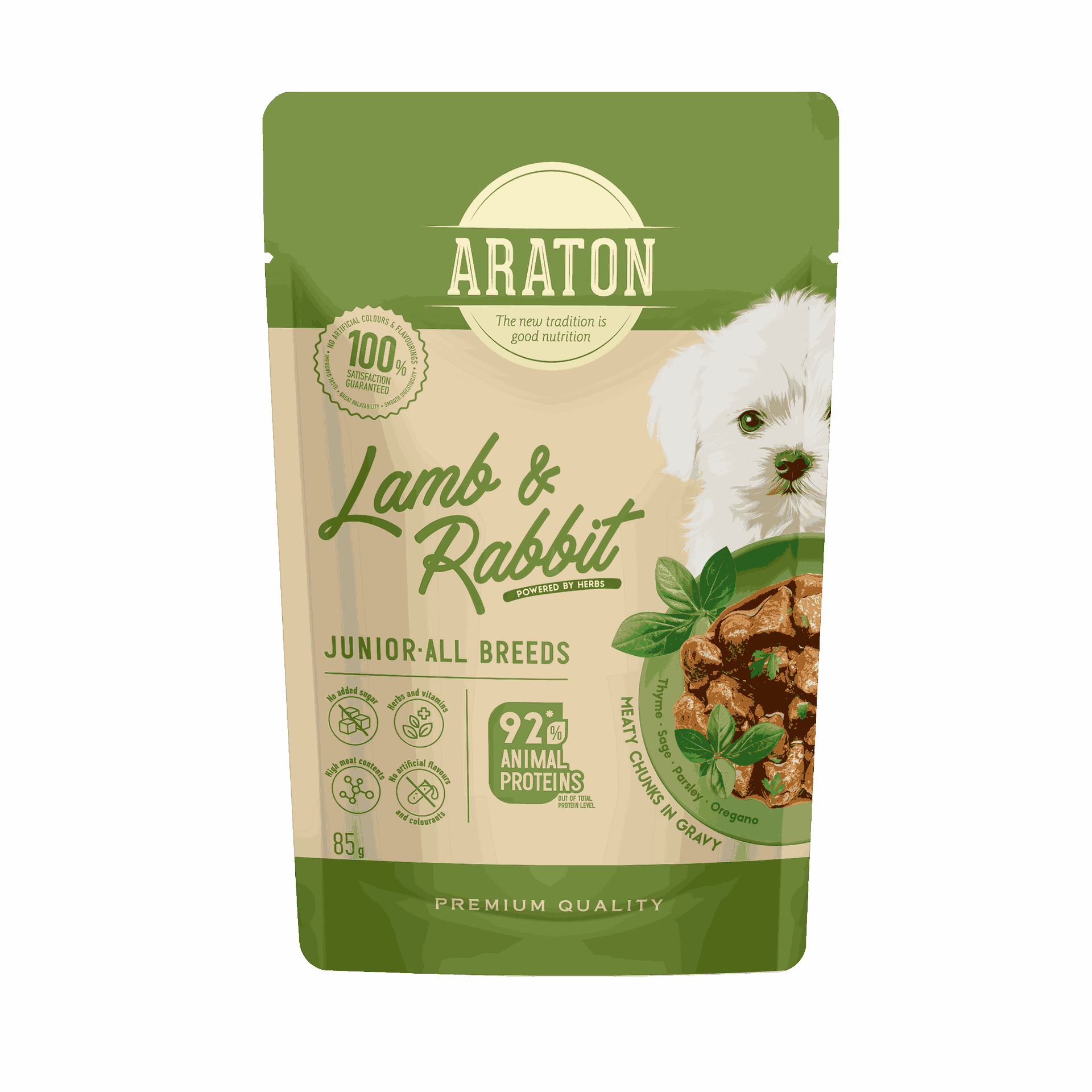 ARATON Junior Dog All Breeds with Lamb and Rabbit wet pet food 85 g