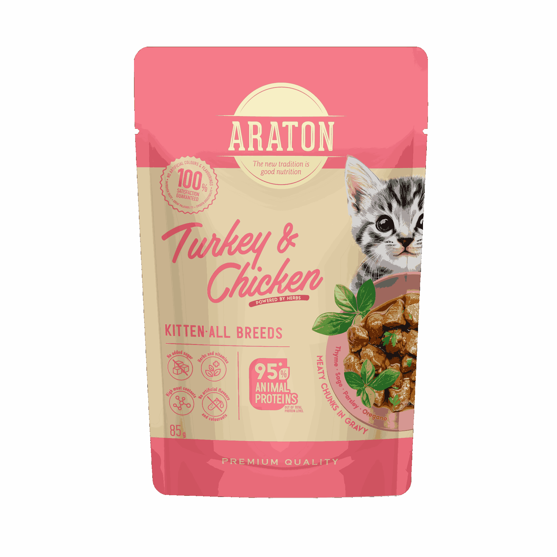 ARATON Kitten All Breeds with Turkey and Chicken wet pet food 85 g